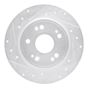 Honda CR-Z Brake Rotor (1) - Rear Left - R1 Concepts - Drilled & Slotted - Silver - 2016